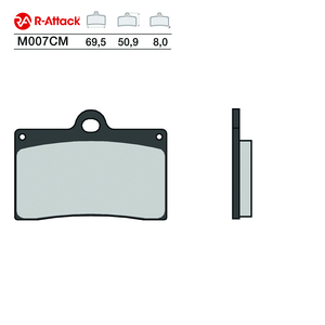 Plaquettes de frein pour moto R-Attack M007CM 69,5x50,9x8,0 mm, avant, carbone-céramique, homologuées R90 - Product Image 1