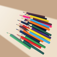 Crayons de couleur hexagonaux courts en bois, 12 couleurs, logo personnalisable, 12 par boîte, crayons d'art pour enfants, certifiés ISO EN71 3.5