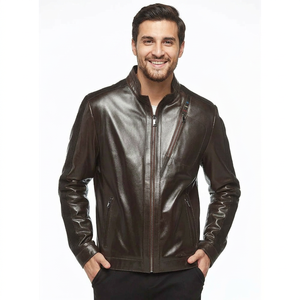 Chaqueta de cuero elegante para hombre, más vendida, con decoración de piel, logotipo personalizado, diferentes colores - La mejor chaqueta para hombre - Product Image 1