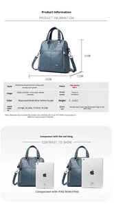 Nuova Borsa alla <span class=keywords><strong>Moda</strong></span> con Doppia Tracolla in PU, Decorazione con Lettere, Chiusura a Zip, Impermeabile, Stile Maturo per Donne - Product Image 4