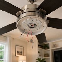 Plafonnier LED rond 120V 20W 118mm avec PCB, 5 températures de couleur réglables, interrupteur à chaîne ou télécommande, intensité variable, CRI élevé, sans scintillement, pour ventilateur de plafond