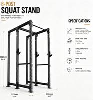 Rack de musculation commercial à 6 poteaux pour la musculation en salle de sport