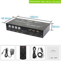 Commutateur KVM 4K @ 60Hz Port USB HDMI Sélecteur 4 en 1 Sortie pour 4 Ordinateurs Partager Clavier Souris Imprimante et 1 Moniteur HD