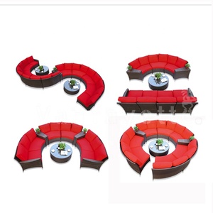 Porche confortable modulaire <span class=keywords><strong>de</strong></span> jardin <span class=keywords><strong>de</strong></span> luxe en demi-lune ensembles <span class=keywords><strong>de</strong></span> canapés d'extérieur 12 places canapé sectionnel - Product Image 2