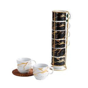 Vendita all'ingrosso porcellana impilata tazze di <span class=keywords><strong>caffè</strong></span> stampa personalizzata in ceramica tazze da tè piattino con supporto - Product Image 1