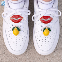 Breloques de lacets personnalisables en métal plaqué or, motif citron émaillé, détachables, pour chaussures