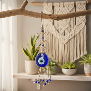Evil Eye Macramé Ornement 24x5cm Nouveauté et décoration créative pour la maison - Product Image 3