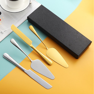 Juego de espátula y cuchillo para pastel de acero inoxidable, 2 piezas, antiadherente, para pastel de cumpleaños, pizza, queso, pan - Product Image 3