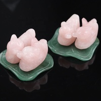 Figurines en Rose Quartz canard, représentant les oiseaux, Aventurine verte, feuille de Lotus, et Fengshui, pour l'amour et Romance