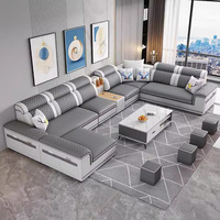Nouveau Canapé 2024 de Salon en Cuir Anti-Rayures et Tissu, Canapé d'Angle pour Grand Appartement, Modèle Simple et Moderne en Latex, Collection Complète