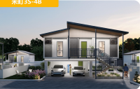Maison modulaire préfabriquée en usine, murs en béton préfabriqué armé, toit en acier léger, logement permanent