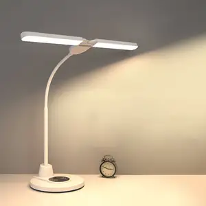 Led Tafellamp Dubbel Hoofd Bureaulamp Oplaadbare Touch Opvouwbare Tafel Licht Oogbescherming Desktop Lezen Nachtverlichting