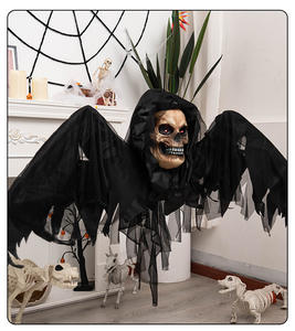Colgante de Halloween con diseño de esqueleto de murciélago de alas negras luminosas, activado por sonido, decoración con inducción eléctrica, accesorio luminoso para crear ambiente - Product Image 6
