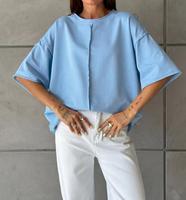 T-shirt court oversize à épaules tombantes pour femme, couleur unie, col rond, manches courtes, décontracté, coupe ample, pour le streetwear quotidien