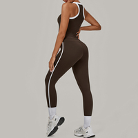 Ensemble de sport color block S-XL pour femme, tenue de yoga moulante couleur chair, ensemble de fitness extérieur