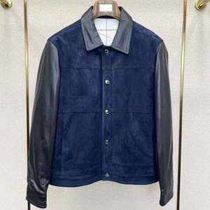 Chaqueta de Cuero Loro Luxury Business Piana 2026, Corte Entallado, Estilo Vintage, Resistente al Viento, Informal, Simple, con Parches de Terciopelo para Hombre - Product Image 1
