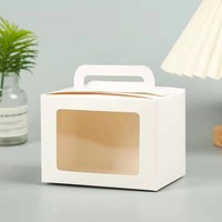 Boîte cadeau en papier kraft avec fenêtre transparente personnalisée, matériaux recyclés, boîte carrée pour gâteaux, bonbons, emballages alimentaires pour enfants