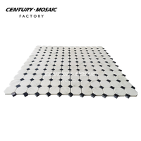 Centurymosaic Mosaïque carrée octogonale en marbre Staturay blanc mélangé noir Nero Marquina pour salle de bain, cuisine, sol et mur