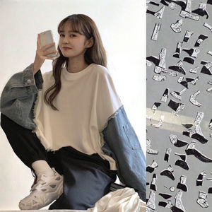 Sudadera Extra Grande de Mezclilla con Parches Tejidos para Mujer, Dobladillo sin Rematar, Manga en Contraste, Diseño Transpirable para Primavera y Otoño, Informal y Forrada - Product Image 2