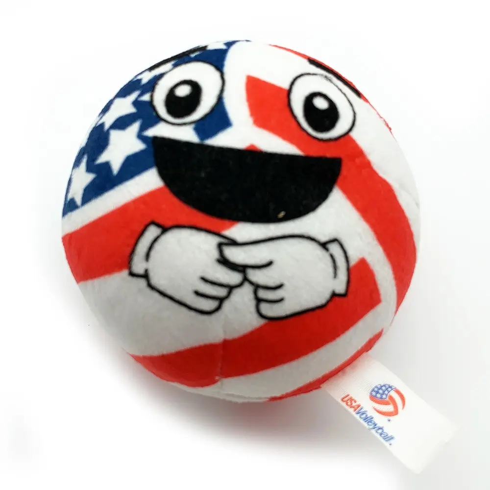Good quality wholesale printing football mascot plush toys stuffed custom baby soccer ball cute soft ball toy for USA Volleyball
