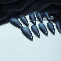 Haute qualité fait à la main couleur mélangée oeil de chat Style cercueil forme ongles artificiels réutilisables et usine en gros