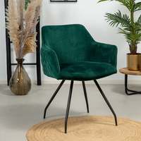 Chaise de salle à manger en velours rotative verte pour salon, chaises de salle à manger rembourrées et pivotantes avec accoudoirs