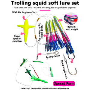 Juego <span class=keywords><strong>de</strong></span> Señuelos <span class=keywords><strong>de</strong></span> Pesca con Mosca para Pulpo Vivo, con Señuelo <span class=keywords><strong>de</strong></span> Pájaro Marino <span class=keywords><strong>de</strong></span> 5 Pulgadas y Calamar <span class=keywords><strong>de</strong></span> Goma/Plástico <span class=keywords><strong>de</strong></span> 6 y 9 Pulgadas para Atún - Product Image 2