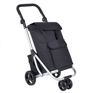 <span class=keywords><strong>Chariot</strong></span> <span class=keywords><strong>de</strong></span> courses pliable et compact <span class=keywords><strong>à</strong></span> <span class=keywords><strong>roulettes</strong></span>, en métal, avec poignée réglable, idéal pour la mode et les voyages - Product Image 3