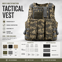 Gilet Tactique Réglable Molle Camouflage en Fibre de Polyester Anti-Bactérienne, Cinq Couleurs Unies, pour Uniforme de Travail, Garde de Sécurité et Activités de Plein Air