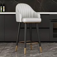 Tabourets de bar élégants en cuir noir avec dossier, fabrication chinoise en gros BST