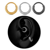Anneau de segment articulé en acier inoxydable 316L | Anneaux de septum de conception de corde torsadée Boucles d'oreilles créoles Helix Daith | Piercings hypoallergéniques