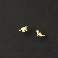 Boucles d'oreilles mignonnes en argent Sterling 925 pur asymétrique en cristal Zircon chat en forme de chat pour femmes et filles