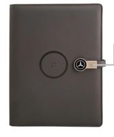 Carnet de notes en cuir 8000 mAh avec batterie externe, lecteur USB, recharge sans fil et support de classeur A5 à anneaux