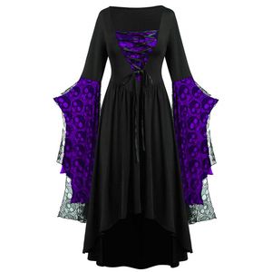Vestido Gótico Vintage de Halloween para Mujer, Disfraz de Novia Fantasma Medieval, Vestido de Vampiresa con Estampado de Calabaza, Traje de Cosplay - Product Image 3