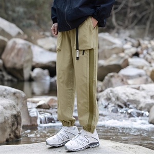 Sabin Hombres Retro Casual Jogger Pantalones de chándal 100% Algodón Cintura media Cómodo Ajuste holgado Lavado Estilo vintage Plano Servicio OEM - Product Image 1