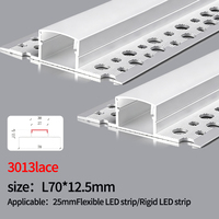 Profilé LED encastré en alliage d'aluminium anodisé pour plafond en plâtre, avec bord festonné, pour éclairage linéaire