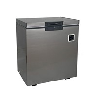 Nouveau congélateur solaire DC gris sidéral à double température et dégivrage automatique, avec alimentation par batterie 12V/24V et armoire de réfrigération