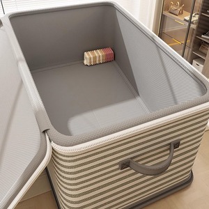 Clothing Organizer <b>Storage</b> Box Rectangle Non Woven Fabric Foldable With Handle For Home Wardrobe <b>Clothes</b> Quilts Toys - Product Image 1