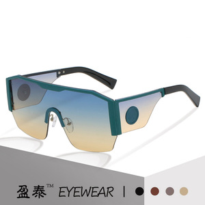 Eyewear Unisex <b>Oversized</b> <b>Sunglasses</b> UV400 PC Lens Plastic Metal Frame Fashion Street Style - Product Image 1