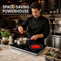 Gewerblicher Doppel-Induktionsherd 2200W 110V 220V Dual-Zonen-Arbeitsplattenkochfeld für Restaurant Hot Pot Küche