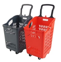 Paniers à provisions en plastique légers et pratiques avec poignées et roues Panier à provisions pratique de grande capacité