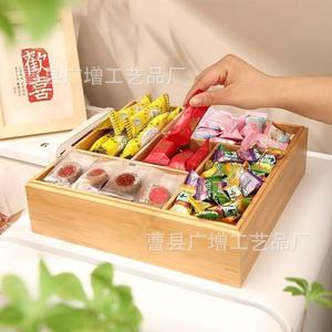 Wooden Dried Fruit Box 4-7 Compartments Rectangle Multipurpose <b>Storage</b> <b>Tray</b> For Wedding Chinese New Year Snack Desk Use - Product Image 3