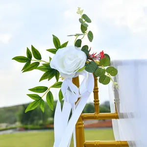 European Style Outdoor Forest Flower Chair Sashes Chair Back Flowers For Wedding Party Leaning Decorative Chair Back Flowers