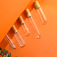 Couvercle en bambou vide parfum soins de la peau sérum pour les yeux huile essentielle verre dépoli ambré Transparent rouleau sur bouteille avec bille roulante en acier