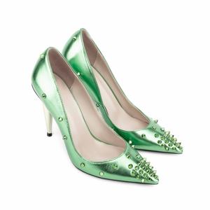 Custom Design Fashion Rivet Metallic Pu Women Pumps Rock Girls Metal tacchi alti scarpe bocca superficiale Sexy Ladies Single Shoes - Product Image 6