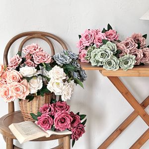 ช่อดอกกุหลาบวินเทจ 7 หัว ยี่ห้อยาสุโนบุ สีคาปูชิโน่ ดอกไม้ประดิษฐ์ สำหรับตกแต่งบ้าน งานแต่งงาน และโรงแรม - Product Image 1