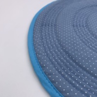 Napperons ronds matelassés à pois bleus, en tissu rembourré, avec points concentriques, lavables, résistants à la chaleur, pour salle à manger et cuisine