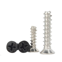 Vis autotaraudeuses en acier inoxydable 304 à filetage croisé micro M2 M2.3 M2.6 M3 M3.5 M4, queue de coupe, 3 mm, métrique, noir