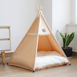 Vente chaude de fournitures pour animaux de compagnie personnalisées disponibles en toutes saisons toile + <span class=keywords><strong>tipi</strong></span> pour <span class=keywords><strong>chien</strong></span> chat en bois - Product Image 5