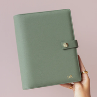 Reliure à anneaux en cuir PU vert personnalisée, reliure en cuir pour voyageurs, reliure dorée à 6 anneaux, planificateur A5, carnet de notes, couverture avec bouton